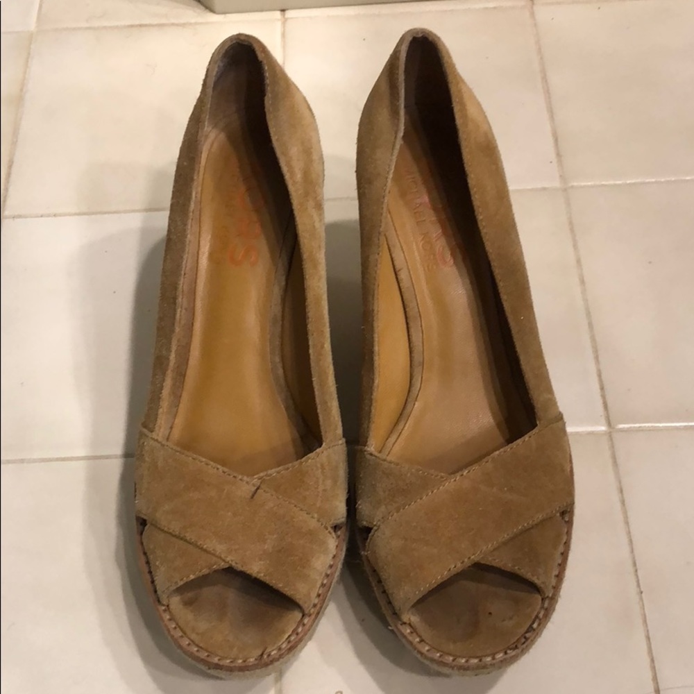 Michael Kors suede espadrille wedges - tan